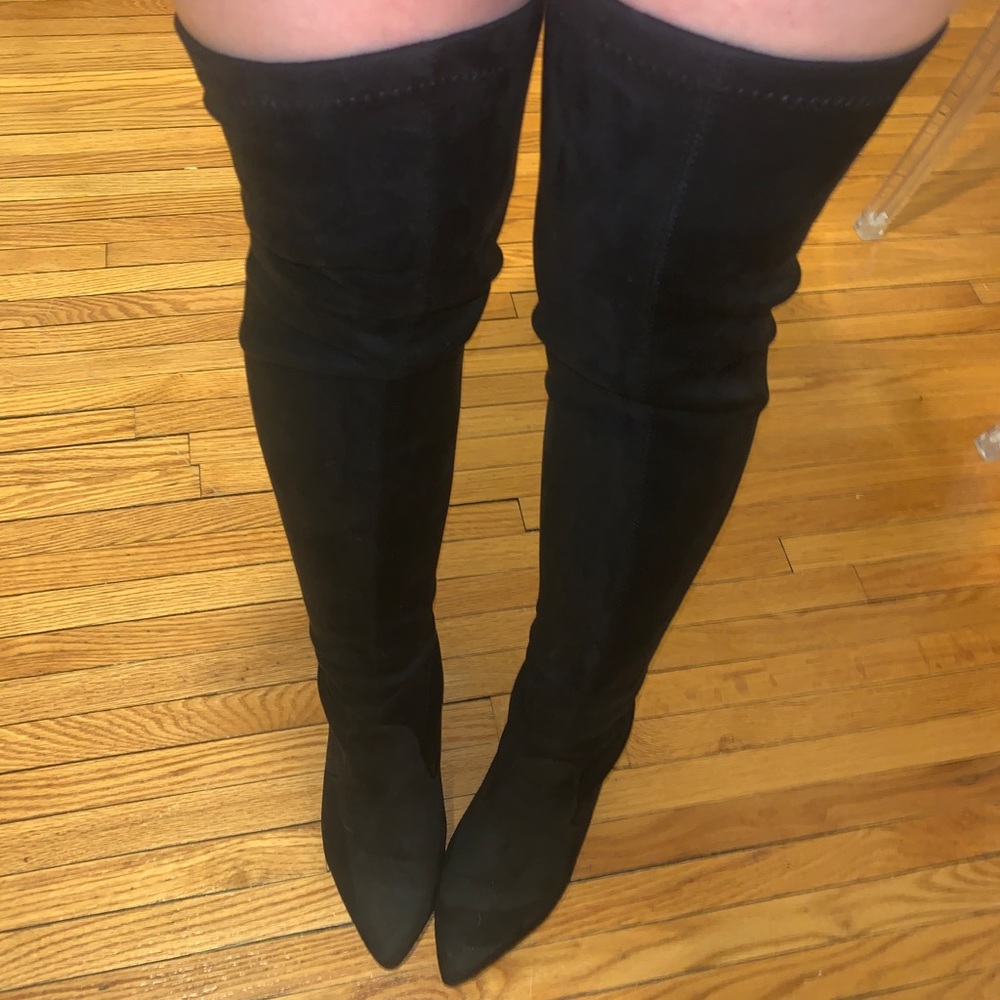Faux suede thigh high boots